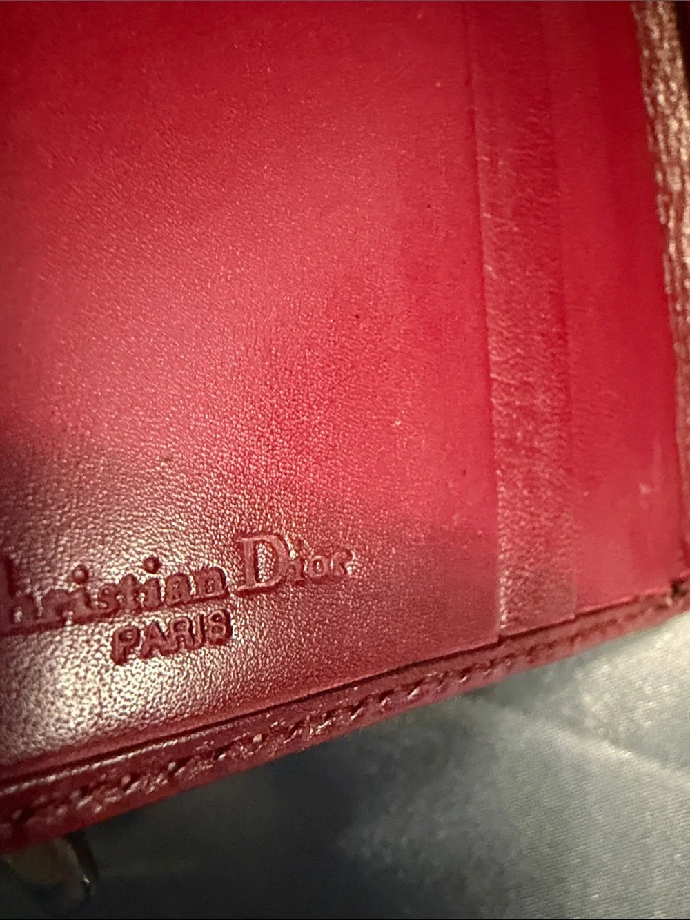 Christian Dior Red Leather Compact twist- lock Wallet with Gold-Tone Accents